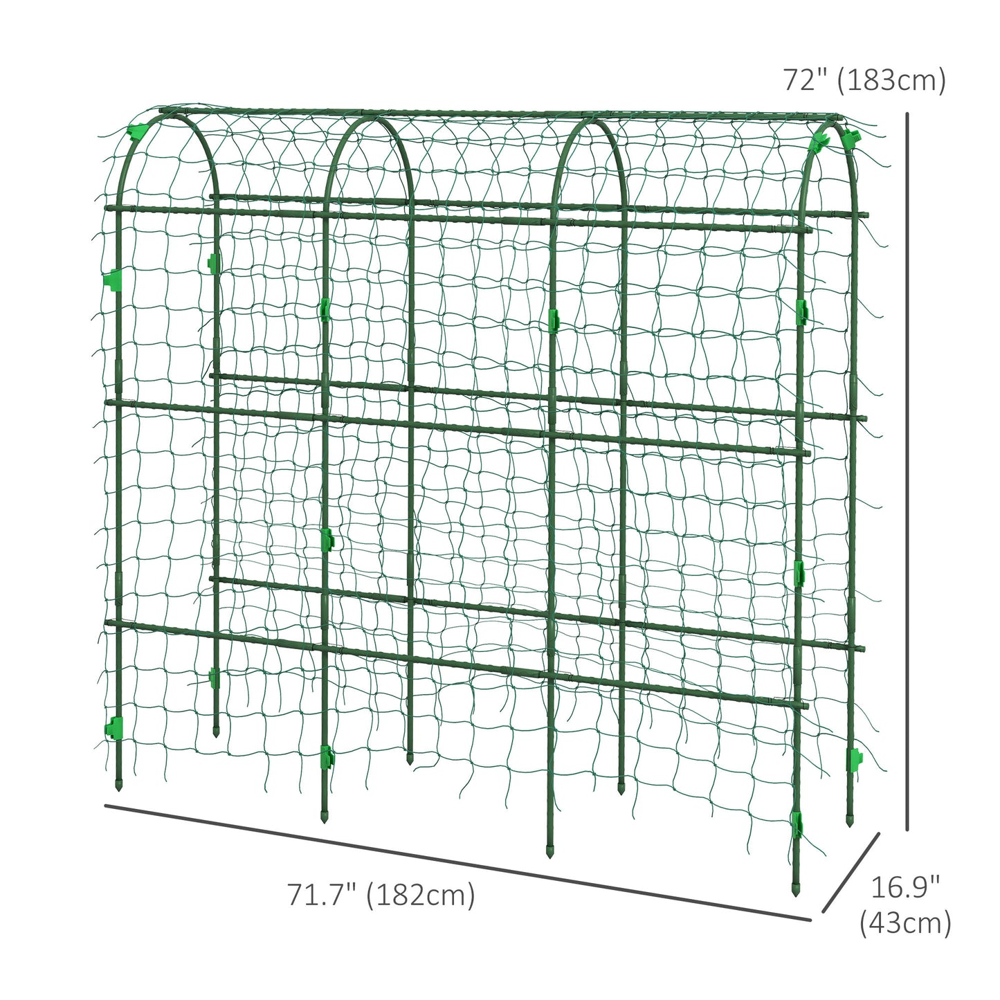 Treillis de jardin en arche avec filet grimpant
