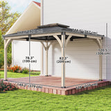 Gazebo toit rigide double en bois sapin 366 x 427 cm