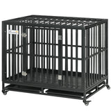 Cage pour chien en acier robuste 104 cm avec roulettes