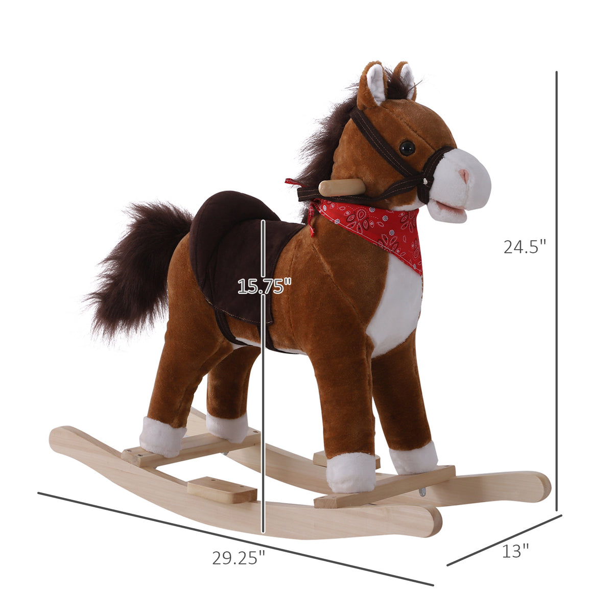 Cheval à bascule en peluche avec sons réalistes