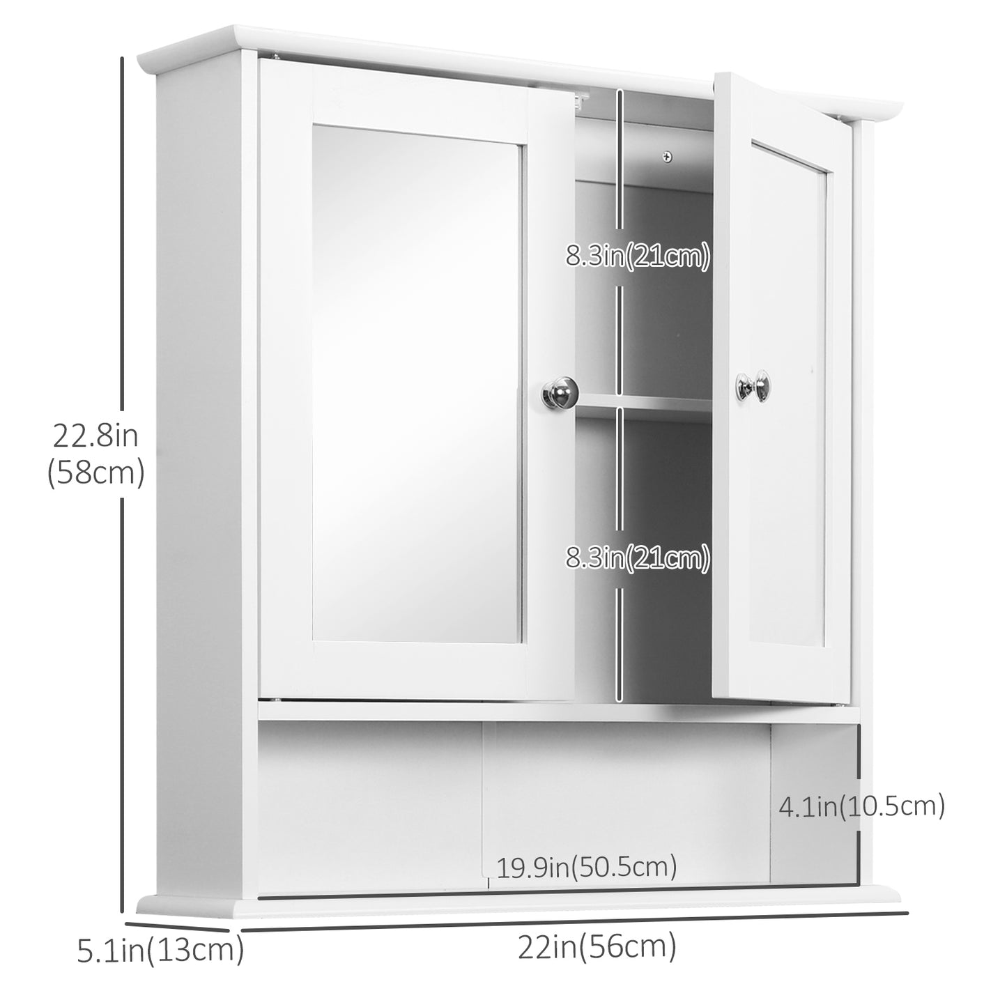Armoire miroir murale salle bain portes doubles