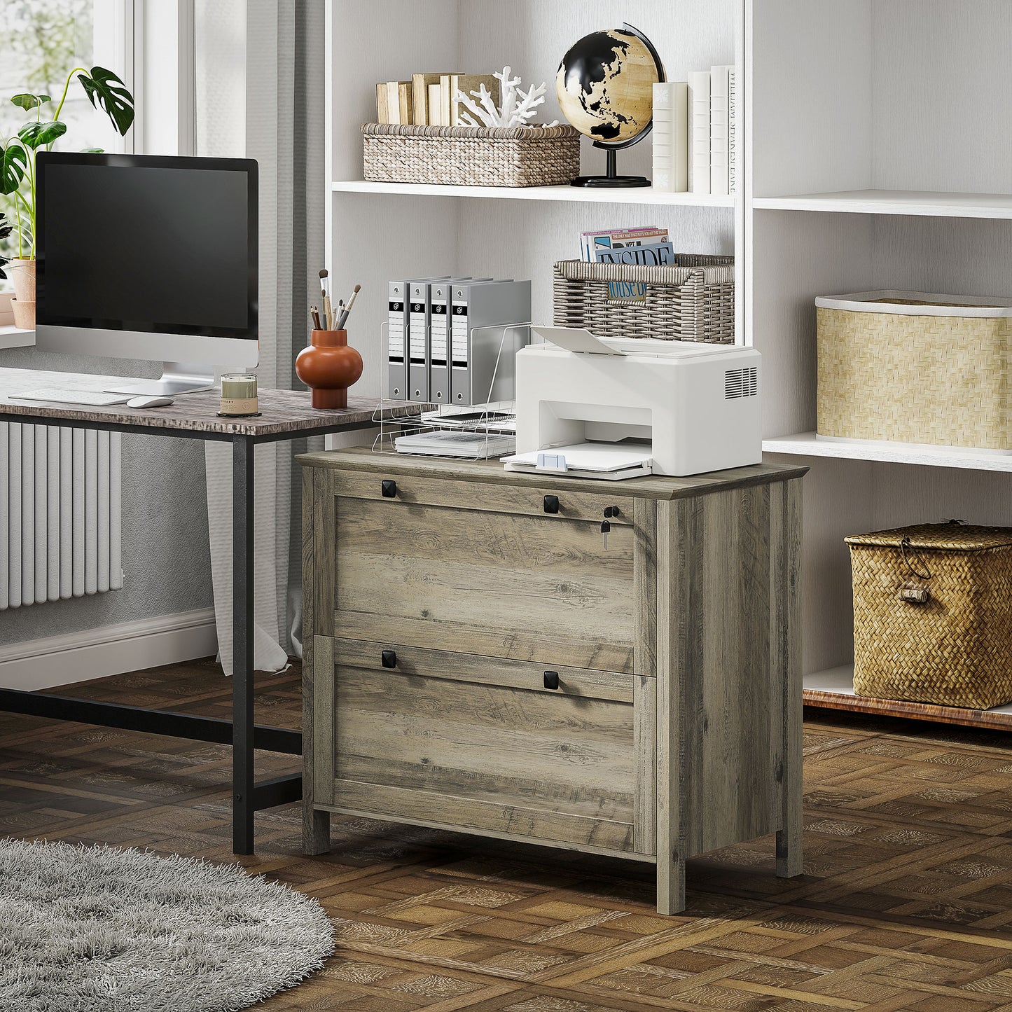 Classeur 2 tiroirs verrouillable avec barre ajustable