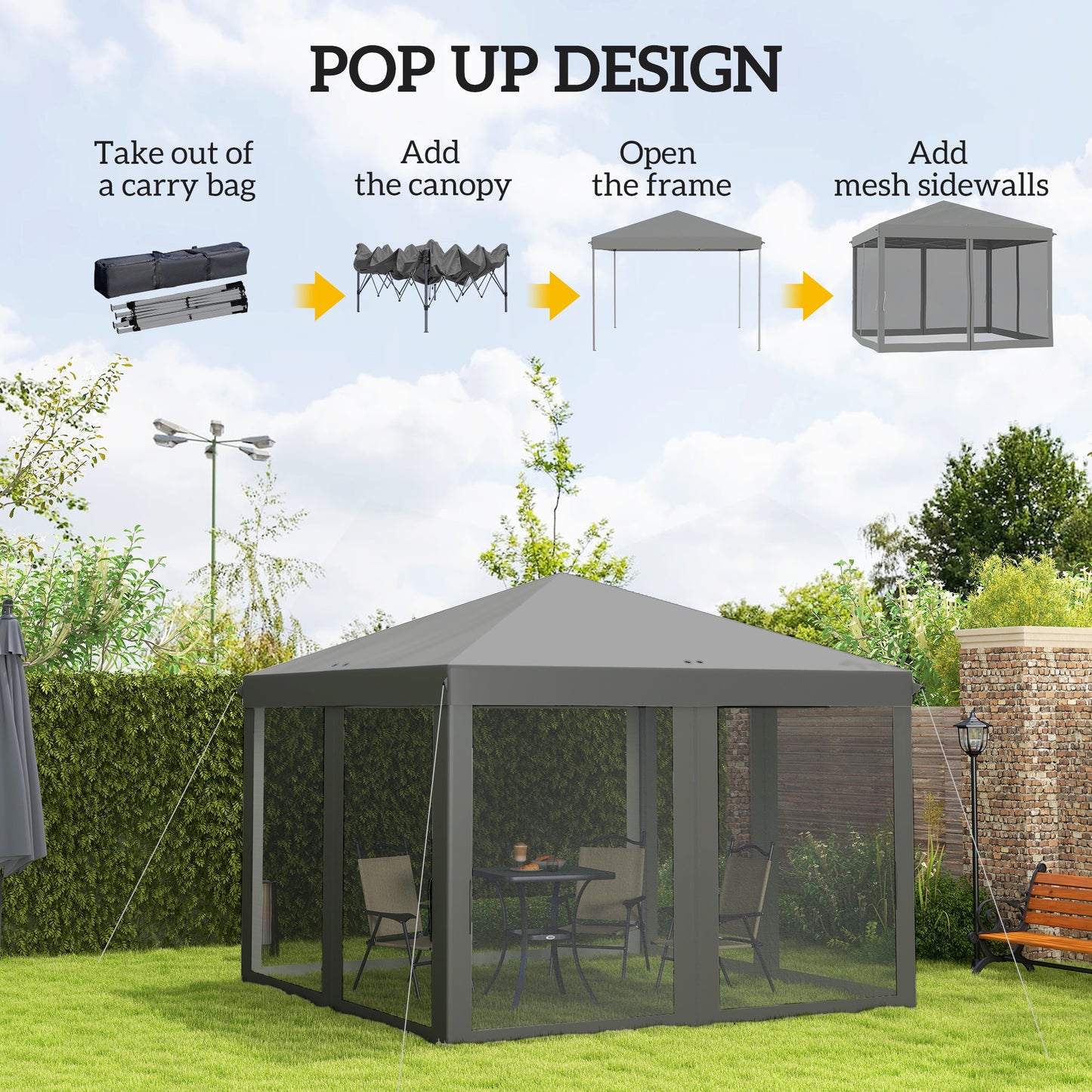 Tente pliable 10x10 pieds avec parois maillées
