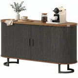 Buffet bahut à portes coulissantes cannelées 140 cm