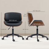 Chaise de bureau mi-siècle moderne sans accoudoirs à roulettes