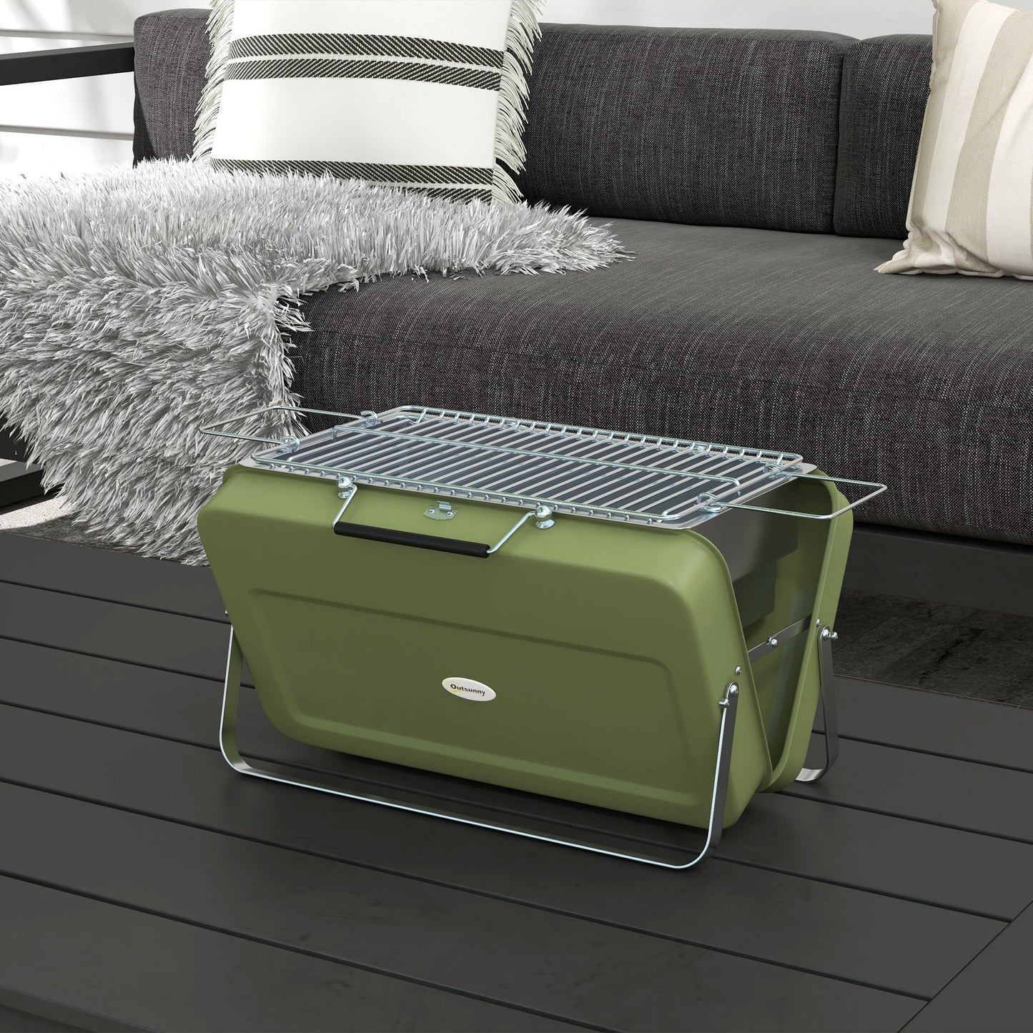 BBQ portable format valise métal charbon