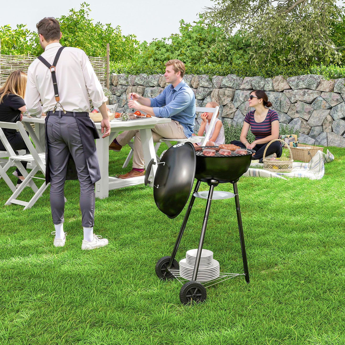 BBQ au charbon portable 17 pouces avec accessoires