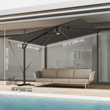 Parasol déporté avec lumières solaires UPF50+