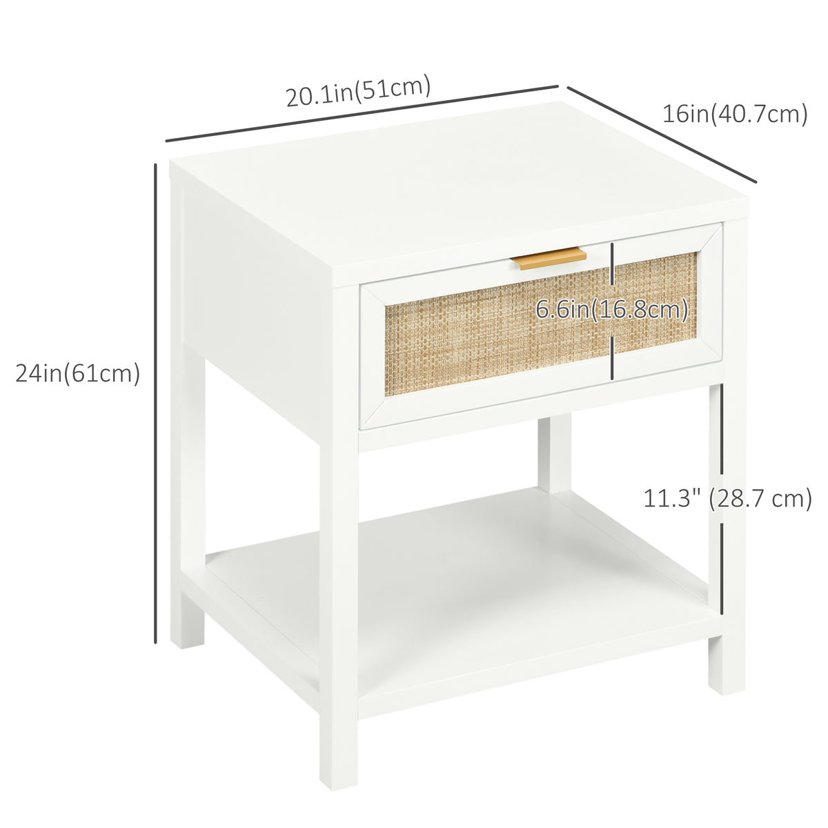 Table de chevet style bohème avec tiroir en rotin