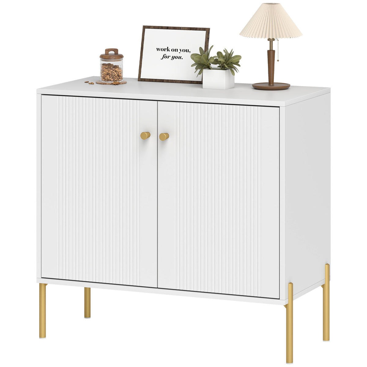 Buffet moderne avec portes cannelées et étagère réglable
