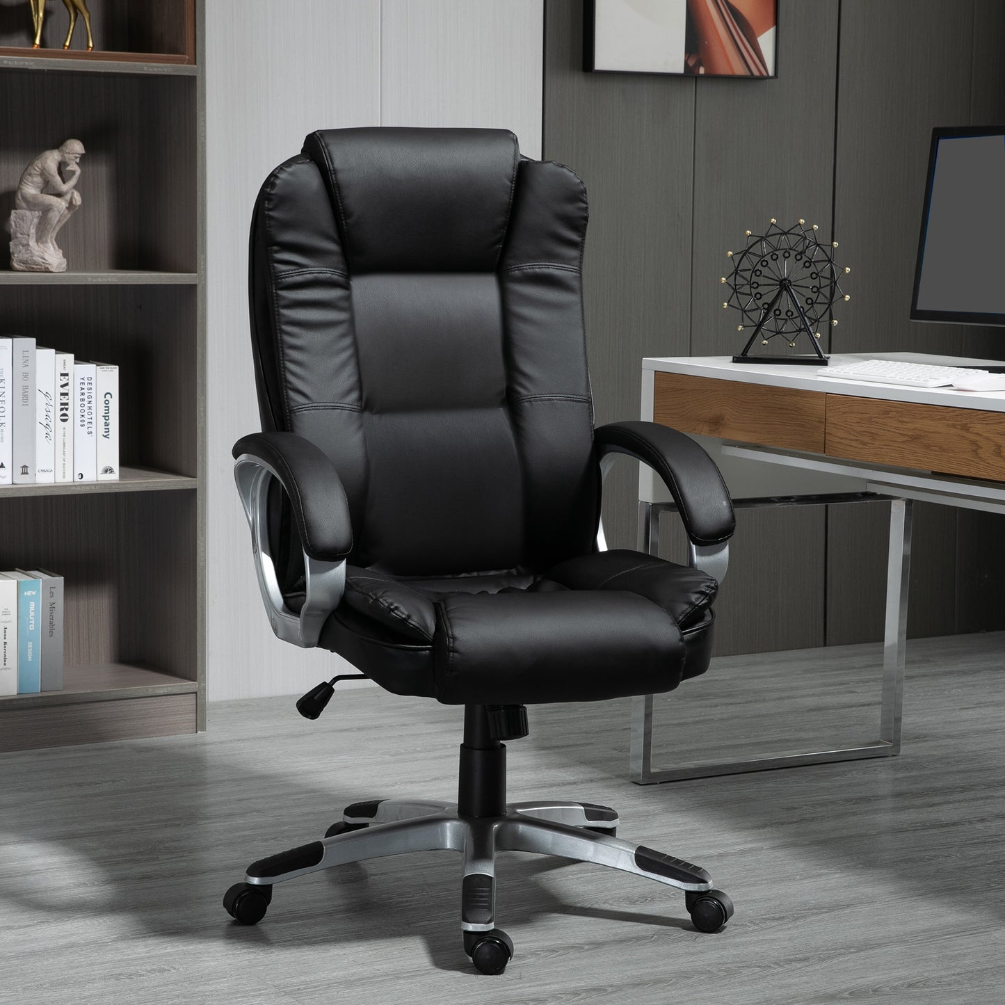 Chaise de bureau exécutive dossier haut pivotante en similicuir