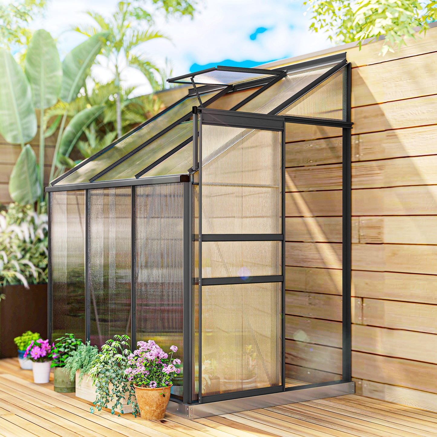 Serre adossée aluminium 183x122cm polycarbonate — Foncé