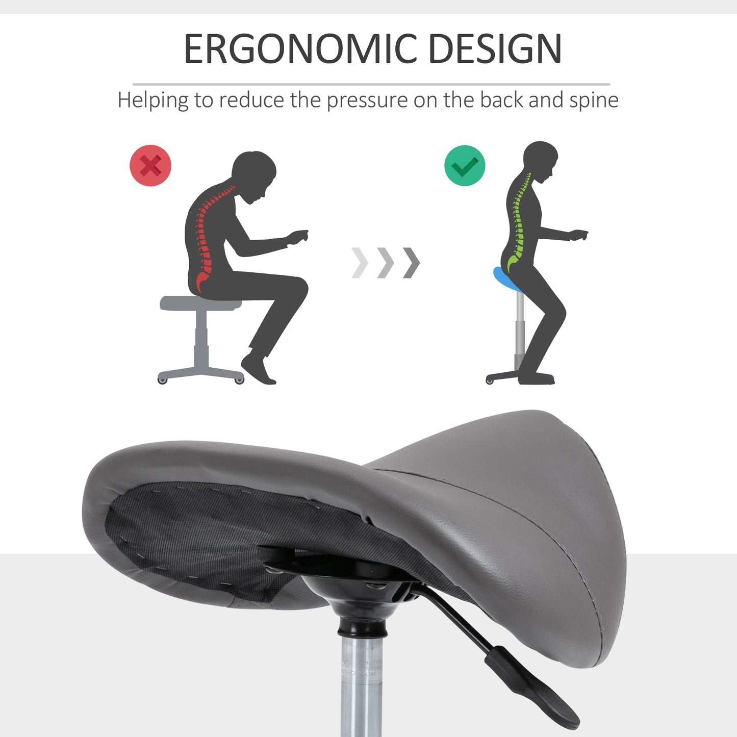 Tabouret selle ergonomique à roulettes réglable