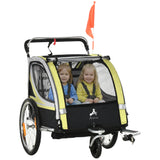 Remorque vélo double 2-en-1 avec poussette pour enfants
