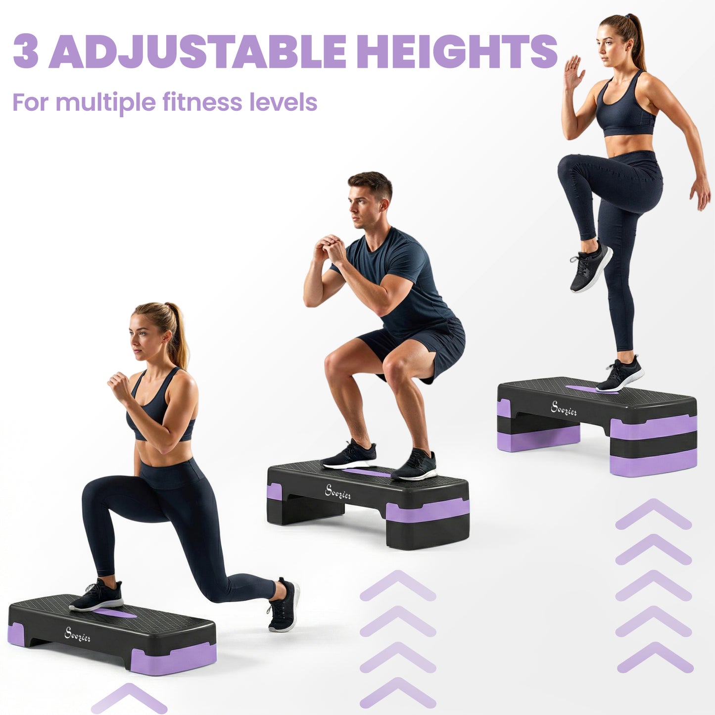 Plateforme de step aérobique réglable 3 hauteurs
