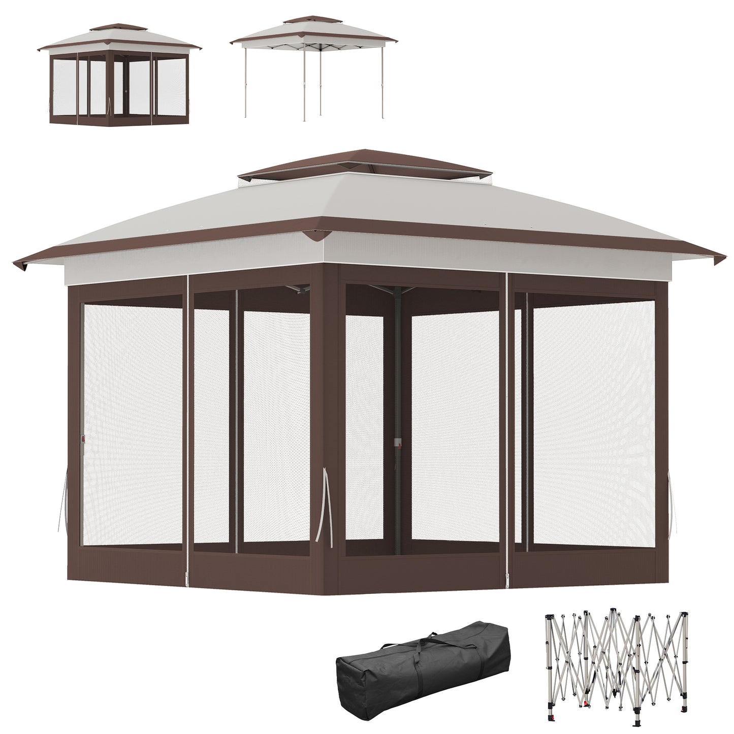 Tonnelle pop-up avec murs en maille 366 x 366 cm