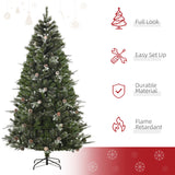 Sapin de Noël artificiel enneigé avec pommes de pin
