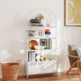 Bibliothèque arquée à 4 niveaux avec meuble de rangement