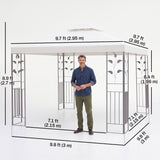 Gazebo de jardin métal toit ventilé double niveau