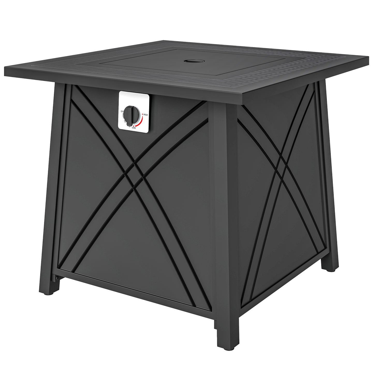 Table foyer au propane carrée 40 000 BTU avec couvercle
