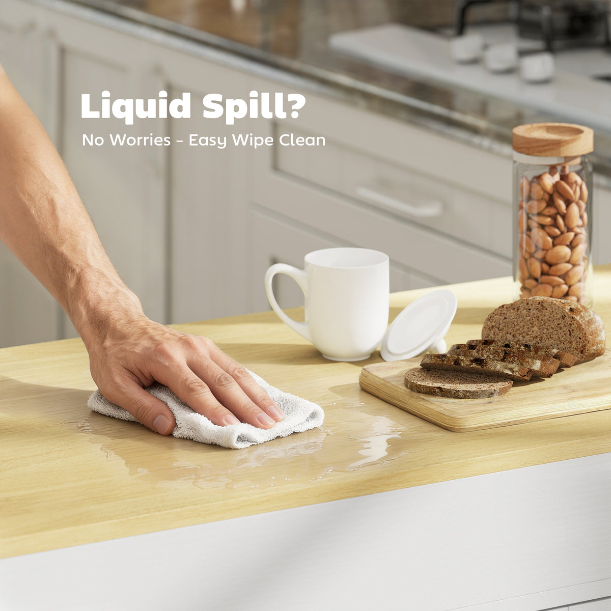 Îlot de cuisine roulant avec plateau extensible et prise