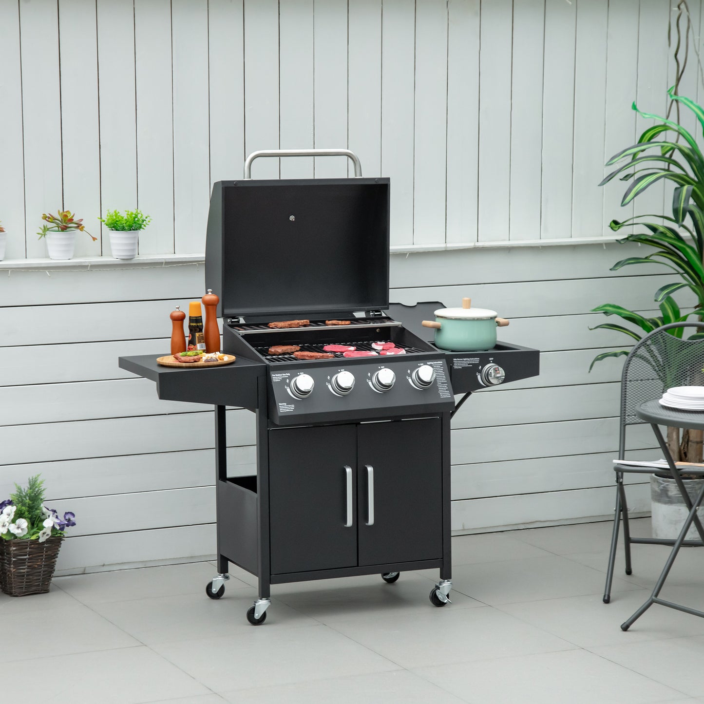 BBQ au Propane 4 Brûleurs avec Brûleur Latéral