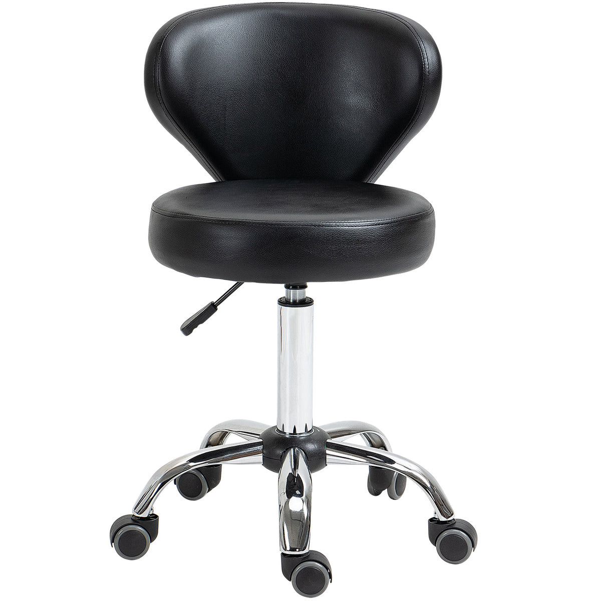 Tabouret de salon pivotant réglable avec dossier et roulettes