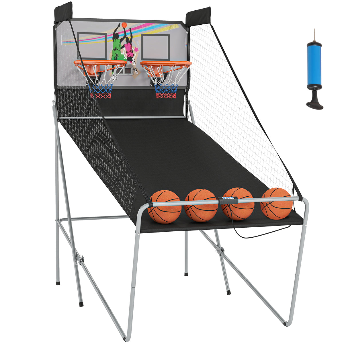 Système de basketball d'arcade pliant pour deux joueurs