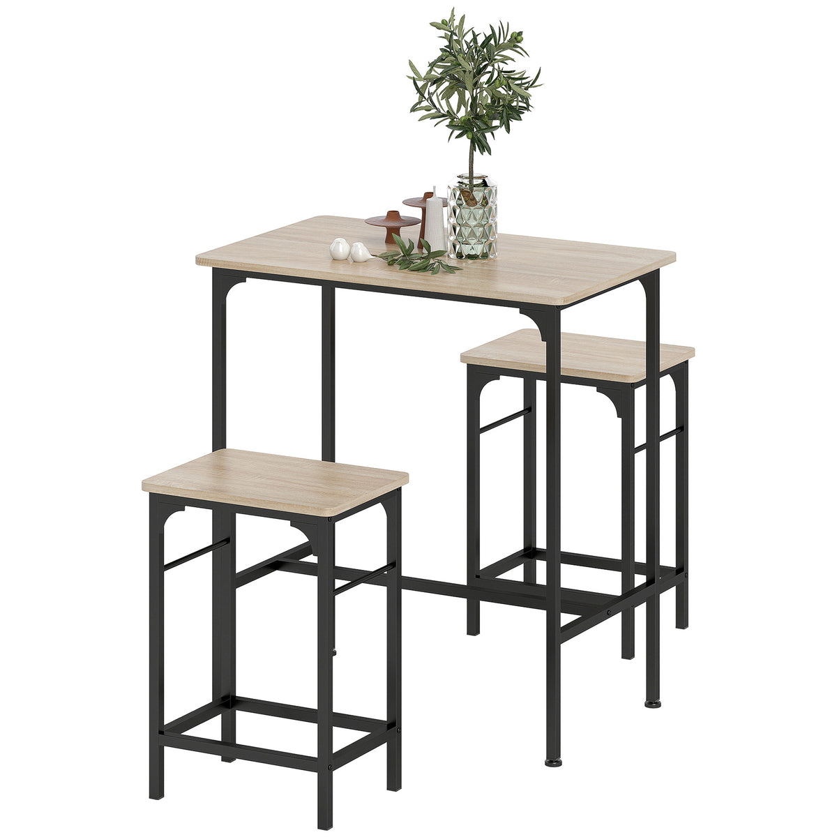 Ensemble table de bar et tabourets style industriel — Lot de 3