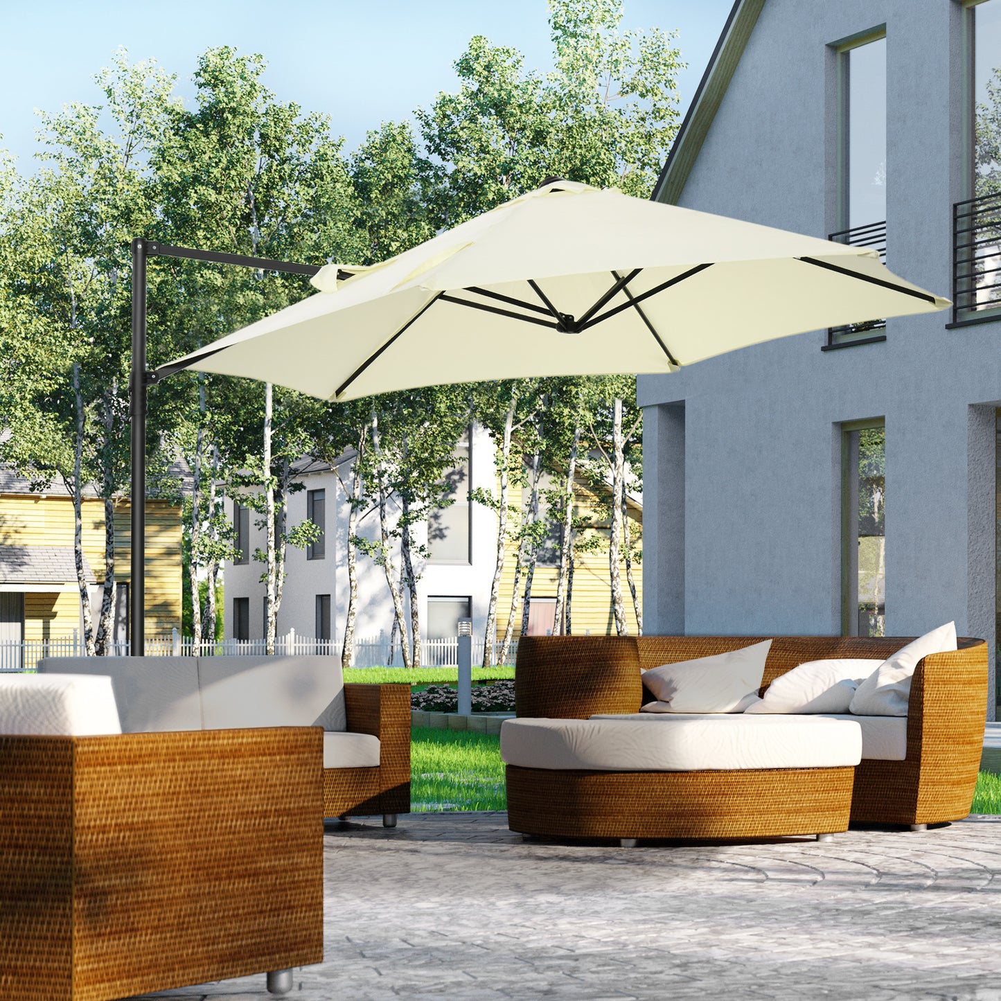 Parasol déporté cantilever 8,5 pieds avec base
