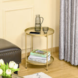 Table d'appoint ronde à deux plateaux amovibles