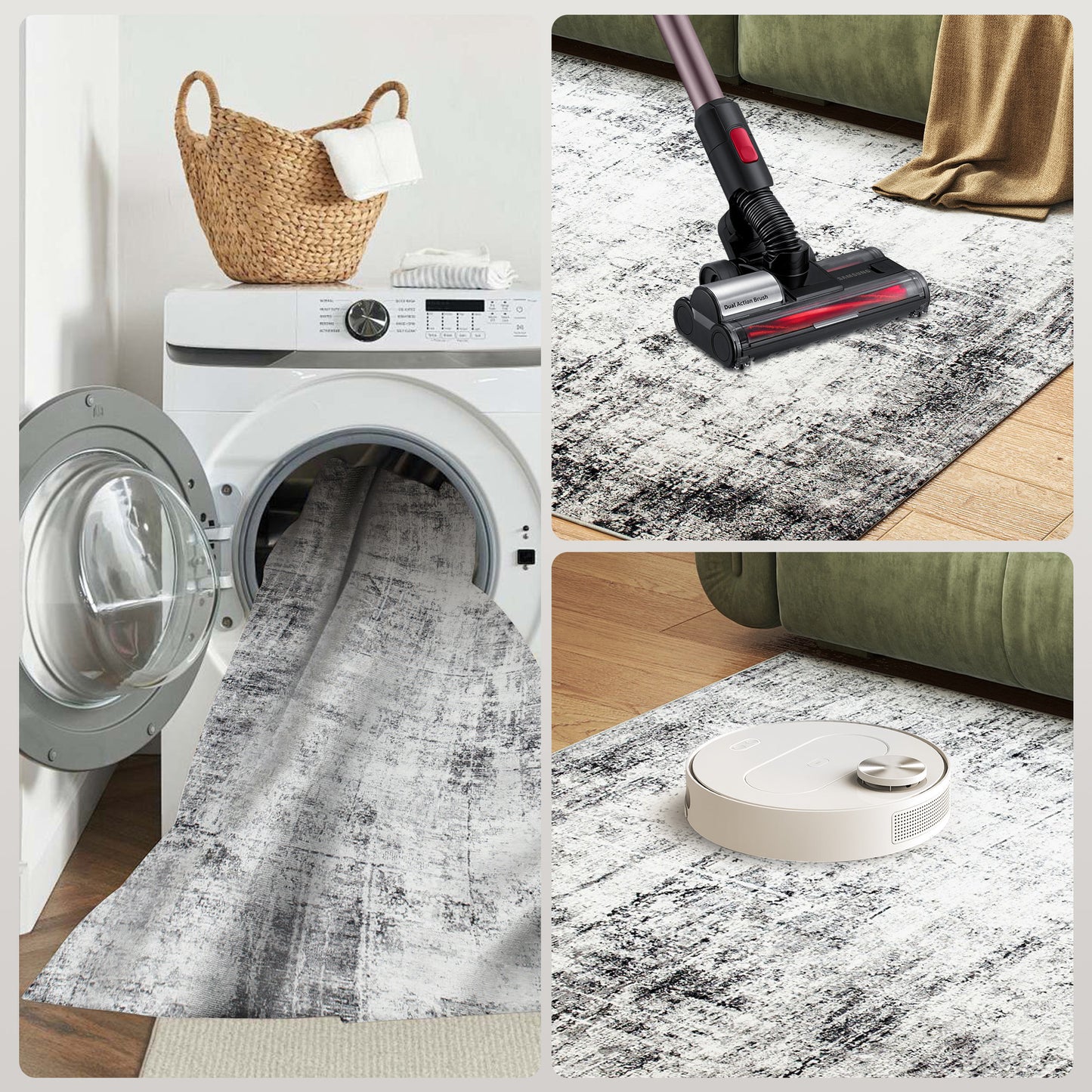 Tapis chenille abstrait moderne lavable en machine