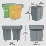 Poubelle coulissante sous armoire 40 L compartiments