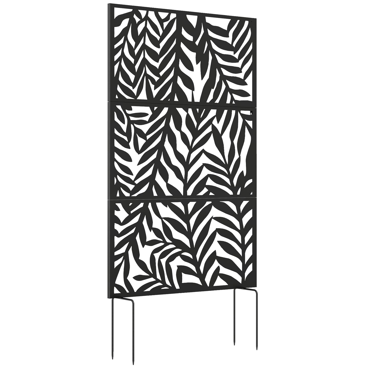 Outsunny 183x96cm Metal Outdoor Privacy Screen - Black