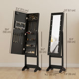 Armoire à bijoux sur pied avec miroir et lumières LED