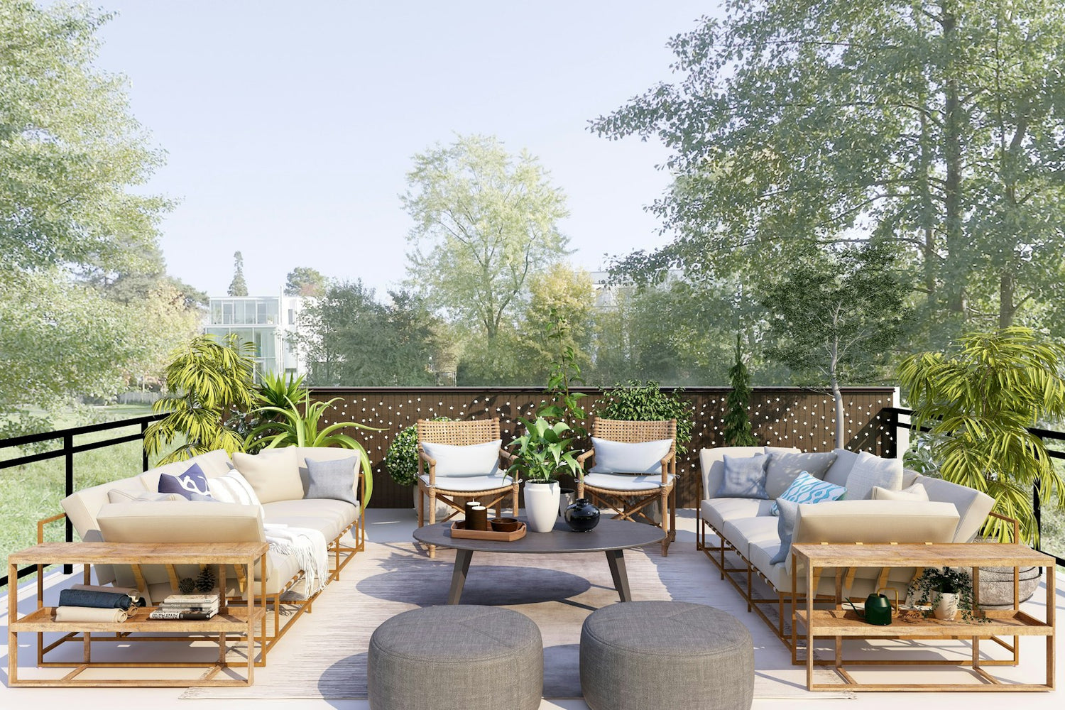 Ensemble de mobilier de patio extérieur moderne et lumineux
