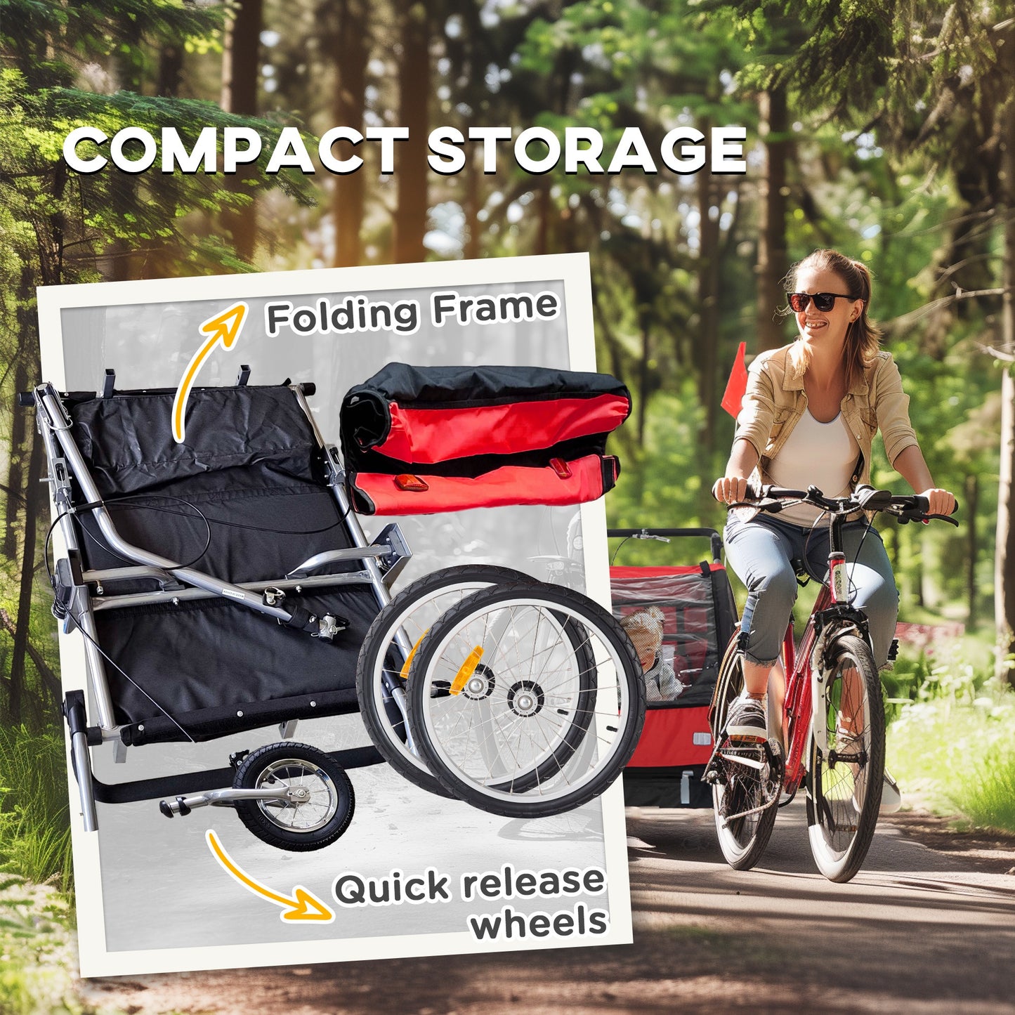 Remorque vélo enfants 2-en-1 avec poussette pliable