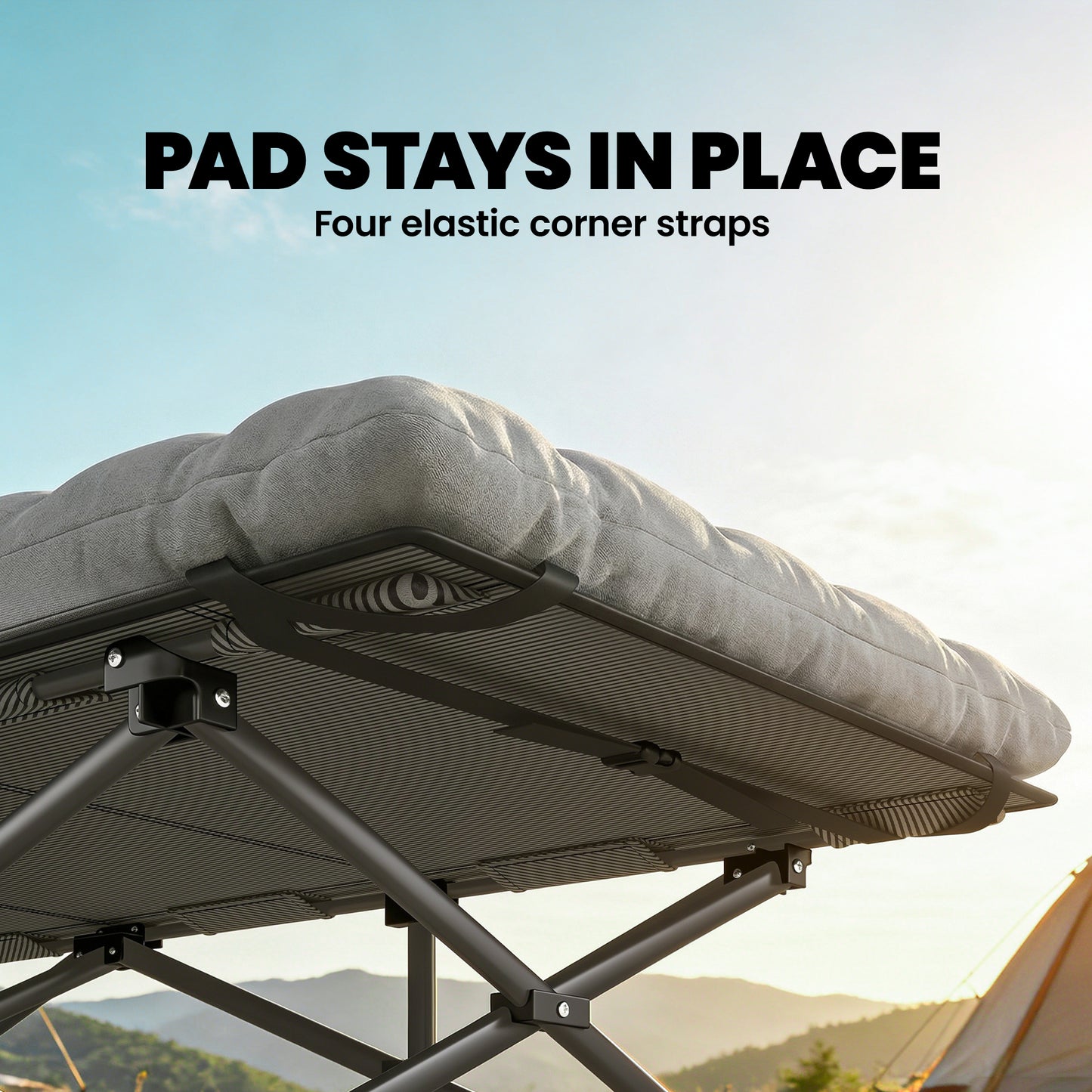 Lit de camp pliant extra large avec matelas amovible