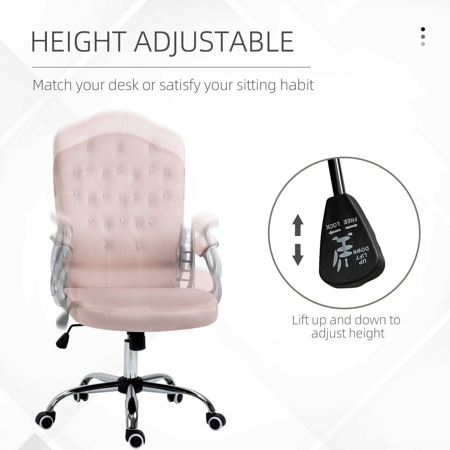 Chaise bureau velours style français boutons cristal