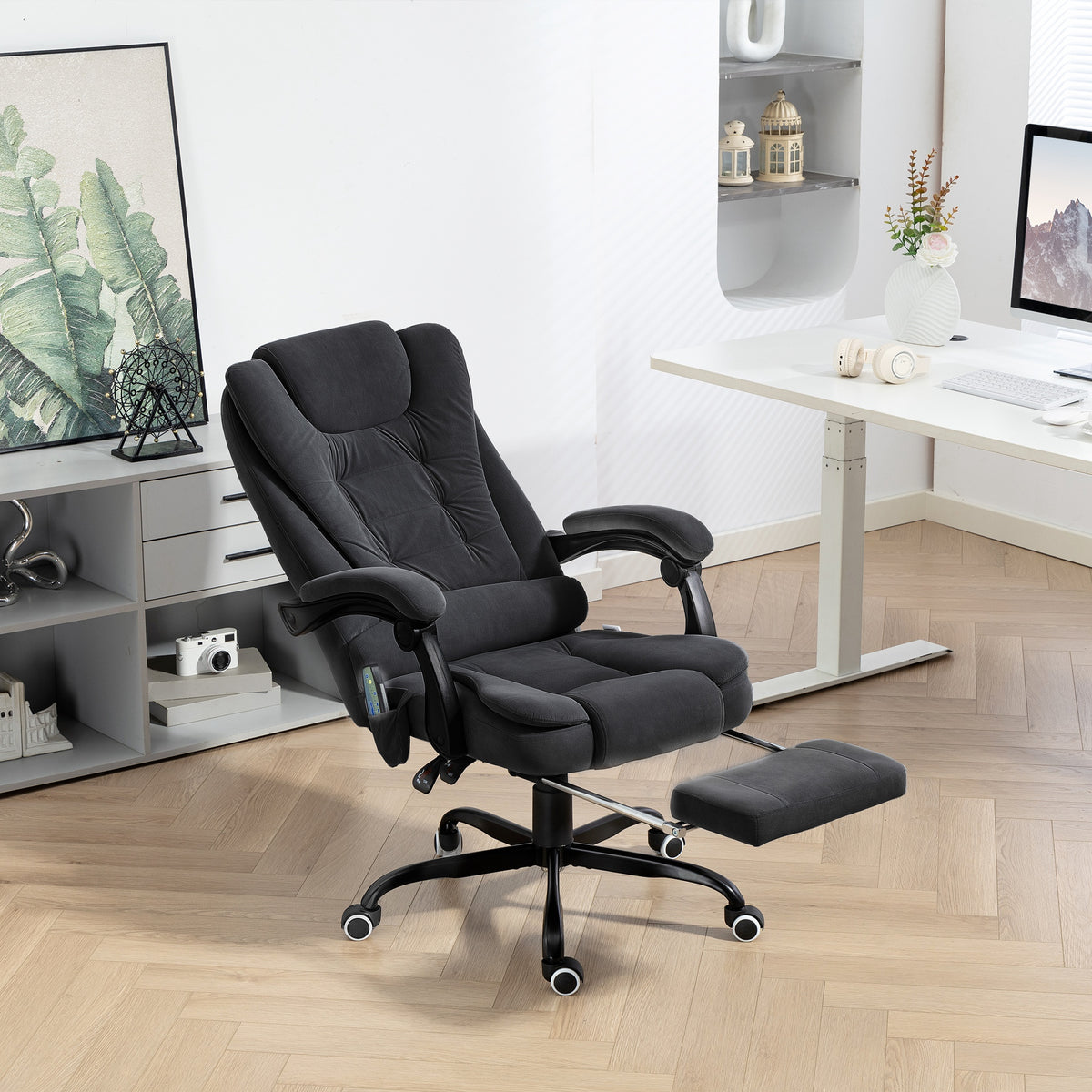 Chaise de bureau massante inclinable avec repose-pieds
