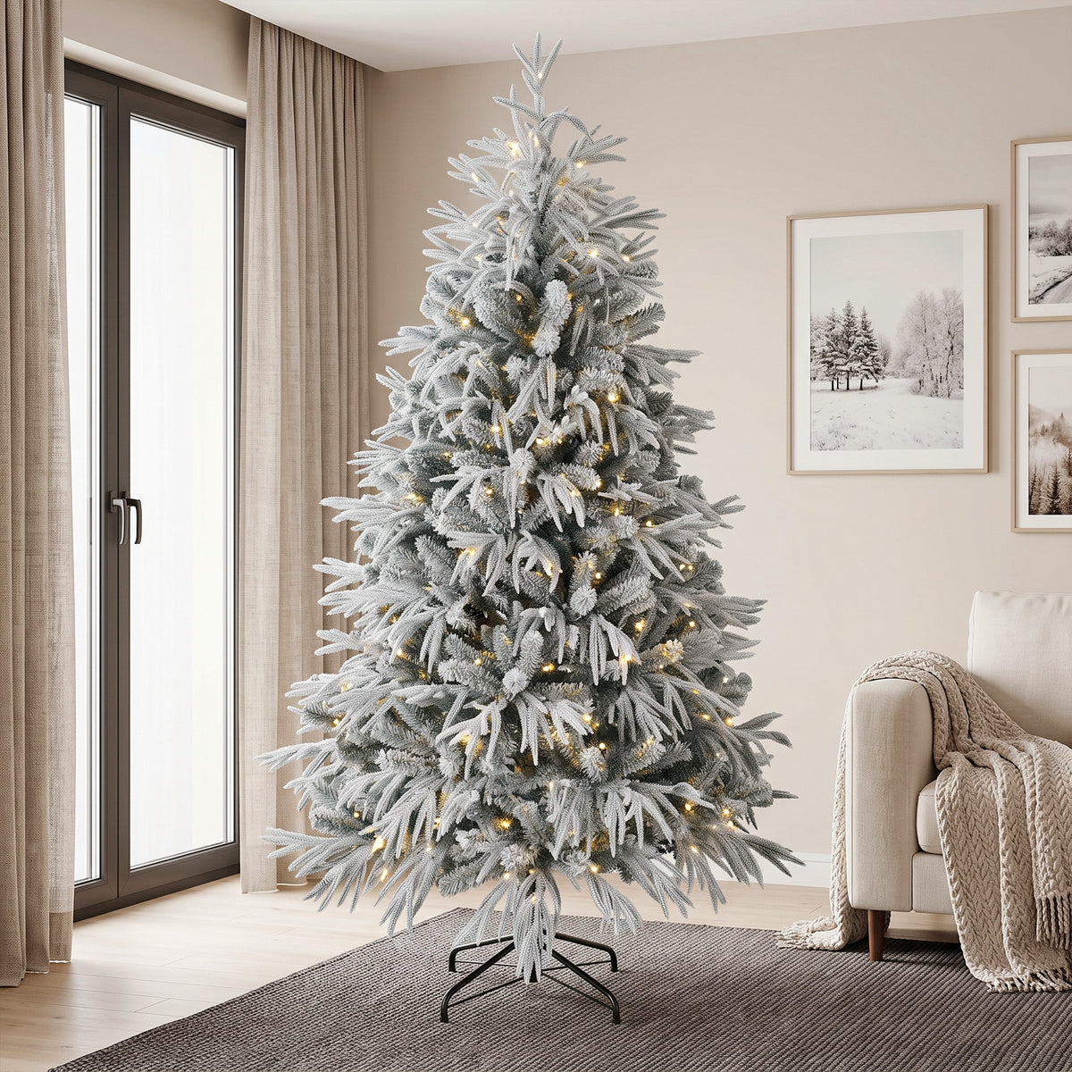 Arbre de Noël artificiel floqué lumineux
