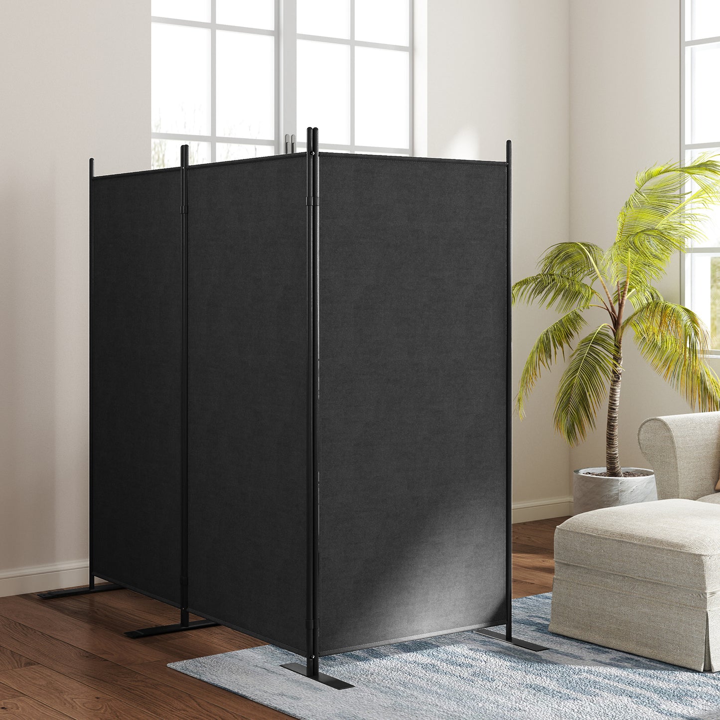 Outsunny Outdoor 3-Panel Folding Screen 176cm UV30+ Dark Grey