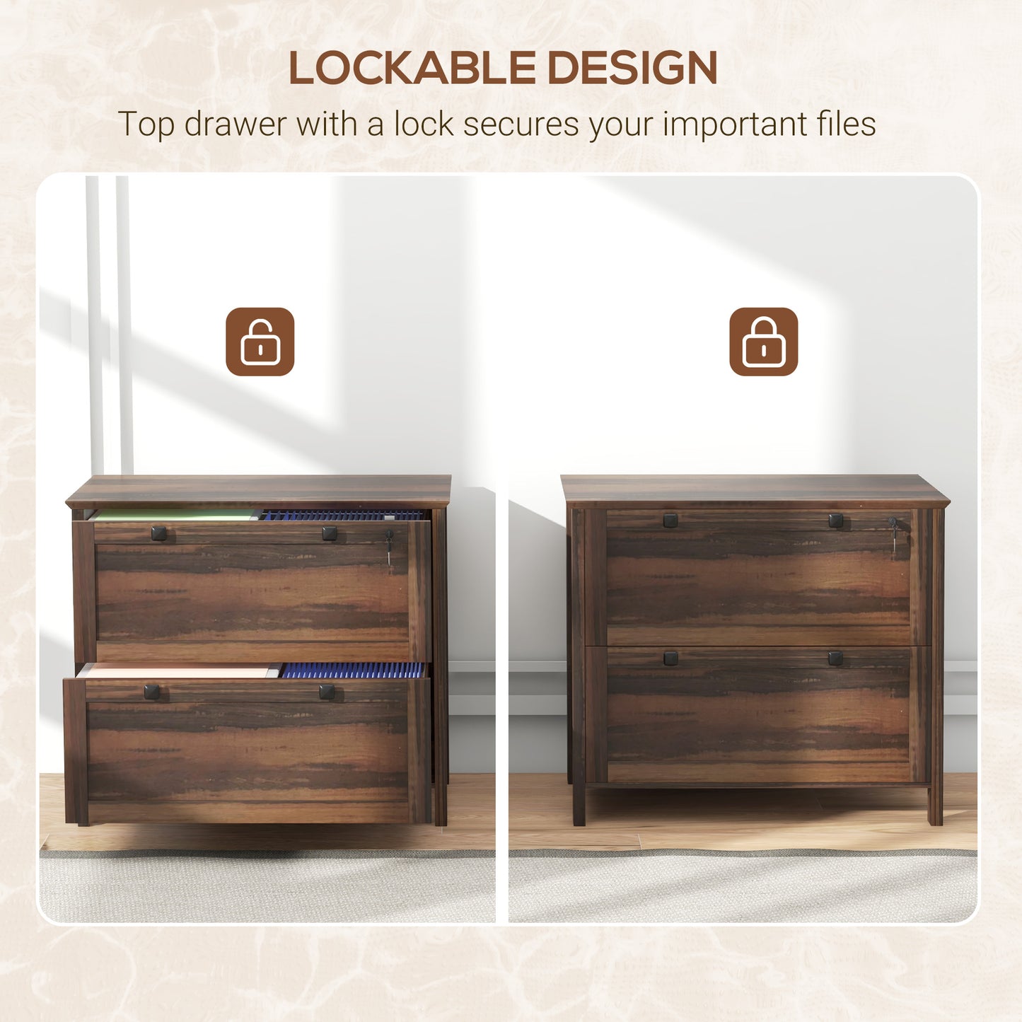 Classeur 2 tiroirs verrouillable avec barre ajustable