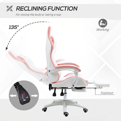 Chaise de gaming ergonomique en similicuir avec repose-pieds