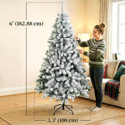 Arbre de Noël artificiel floqué de neige 183 cm