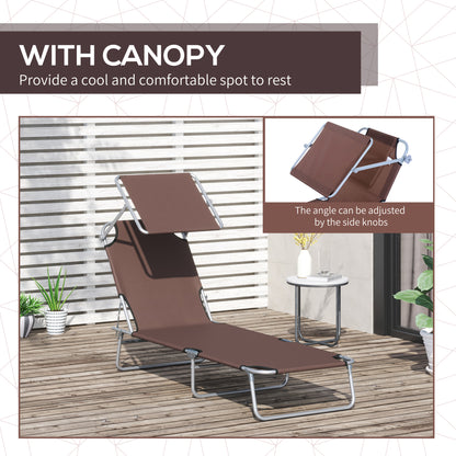 Chaise longue pliante avec auvent réglable