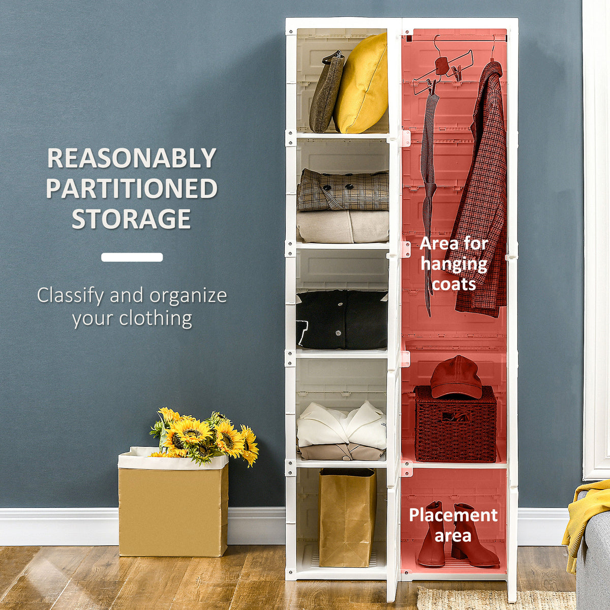 Armoire penderie pliable 6 compartiments