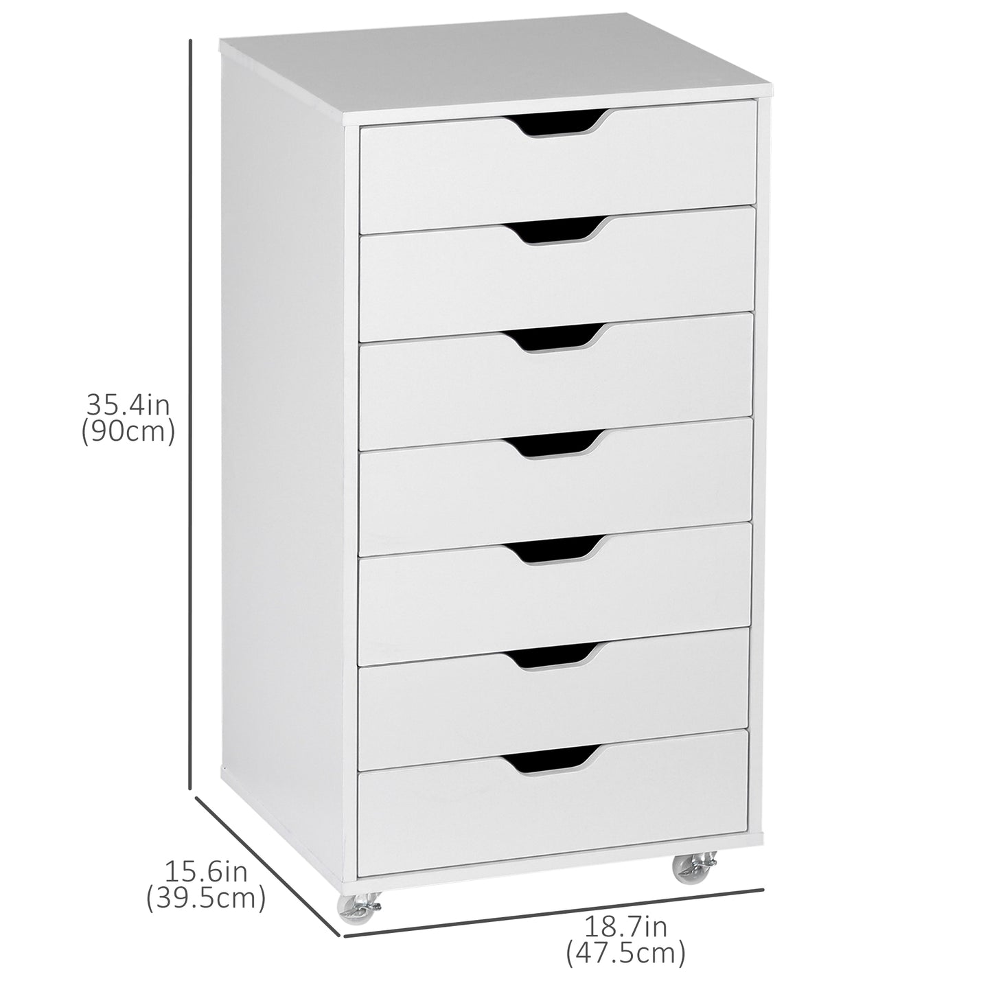 Classeur vertical 7 tiroirs sur roulettes en bois