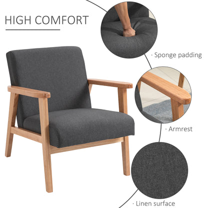 Fauteuil d'appoint moderne rétro en tissu avec accoudoirs