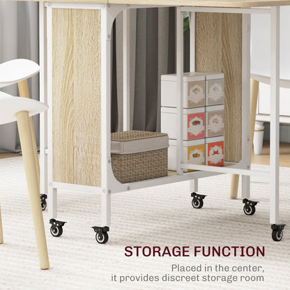 Table à manger pliante extensible avec tablette et roulettes